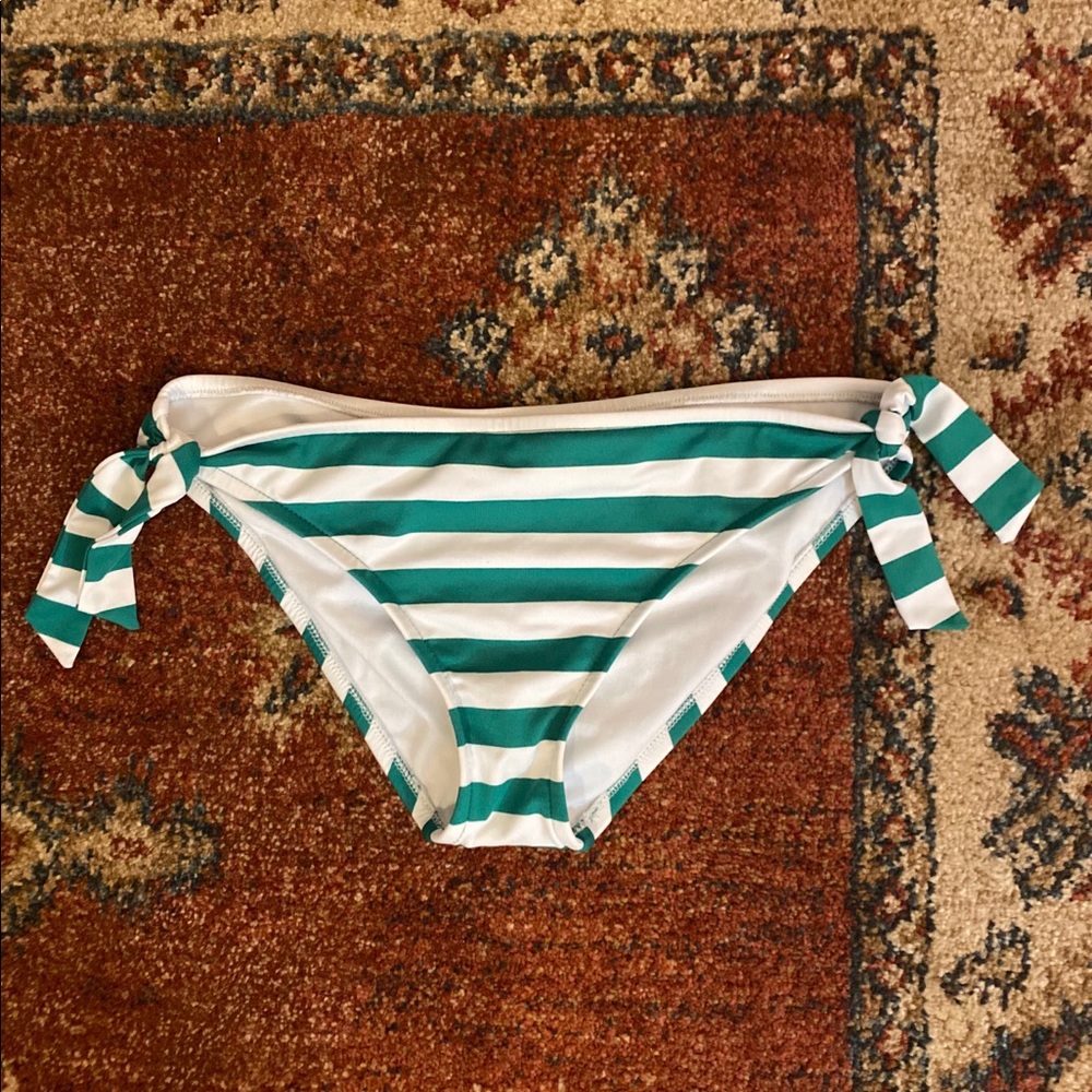 Mossimo green/white striped bikini bottom - Size M